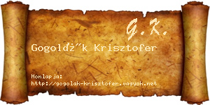 Gogolák Krisztofer névjegykártya